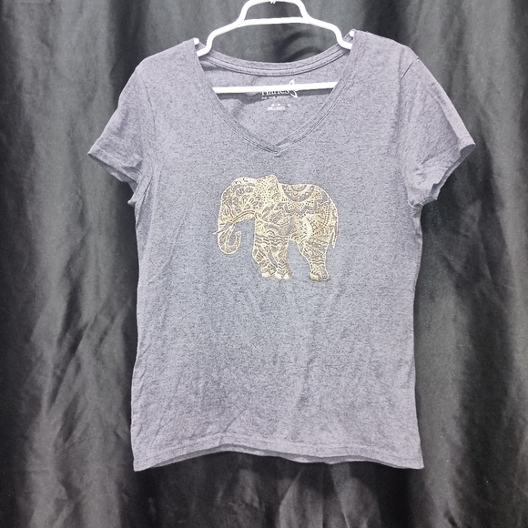 Hanes Gray Short Sleeve Tee with Ornamental Metallic Design - Picture 1 of 9